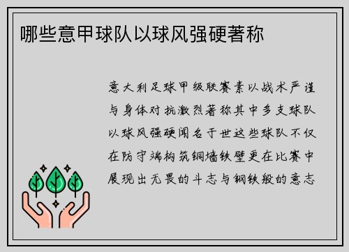 哪些意甲球队以球风强硬著称